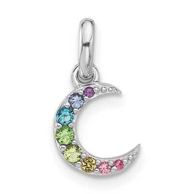 Rainbow Crystal Moon Children&#39;s Pendant Sterling Silver Rhodium-Plated QP5837, MPN: QP5837,