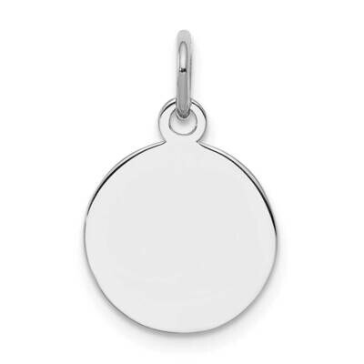 Rh-Plt Engraveable Round Polished Front Satin Back Disc Charm Sterling Silver QM497/50, MPN: QM497/…