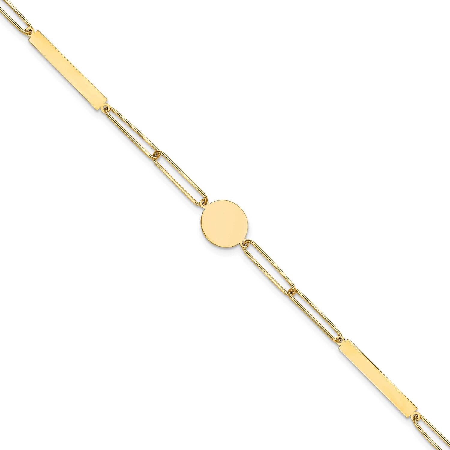 Paperclip Link Circle Bar 8.25 Inch Bracelet 14k Polished Gold SF2974-8.25, MPN: SF2974-8.25, 19690…