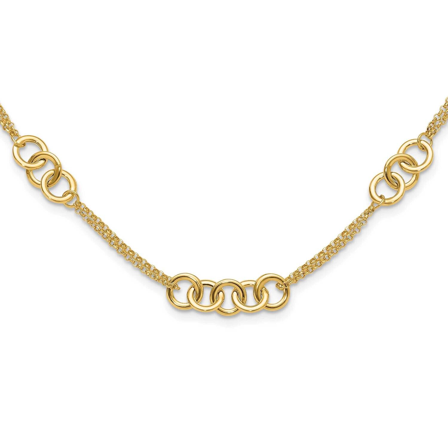 2-StrLinked Circle Necklace 14k Polished Gold SF3020-17, MPN: SF3020-17,