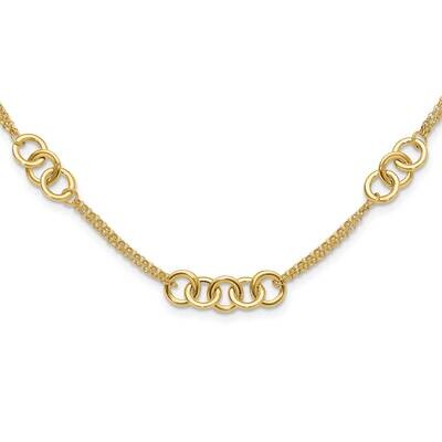 2-StrLinked Circle Necklace 14k Polished Gold SF3020-17, MPN: SF3020-17,