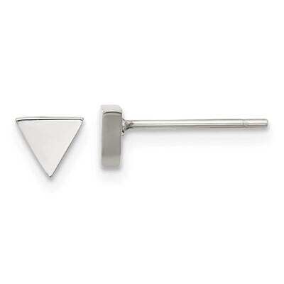 Polished Triangle Post Earrings Stainless Steel SRE1205S by Chisel, MPN: SRE1205S,