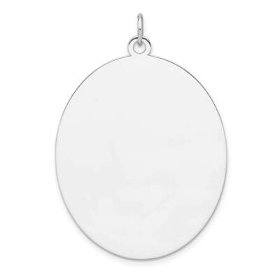 Rhod-Plate Eng. Oval Polish Front Satin Back Disc Charm Sterling Silver QM562/27, MPN: QM562/27,