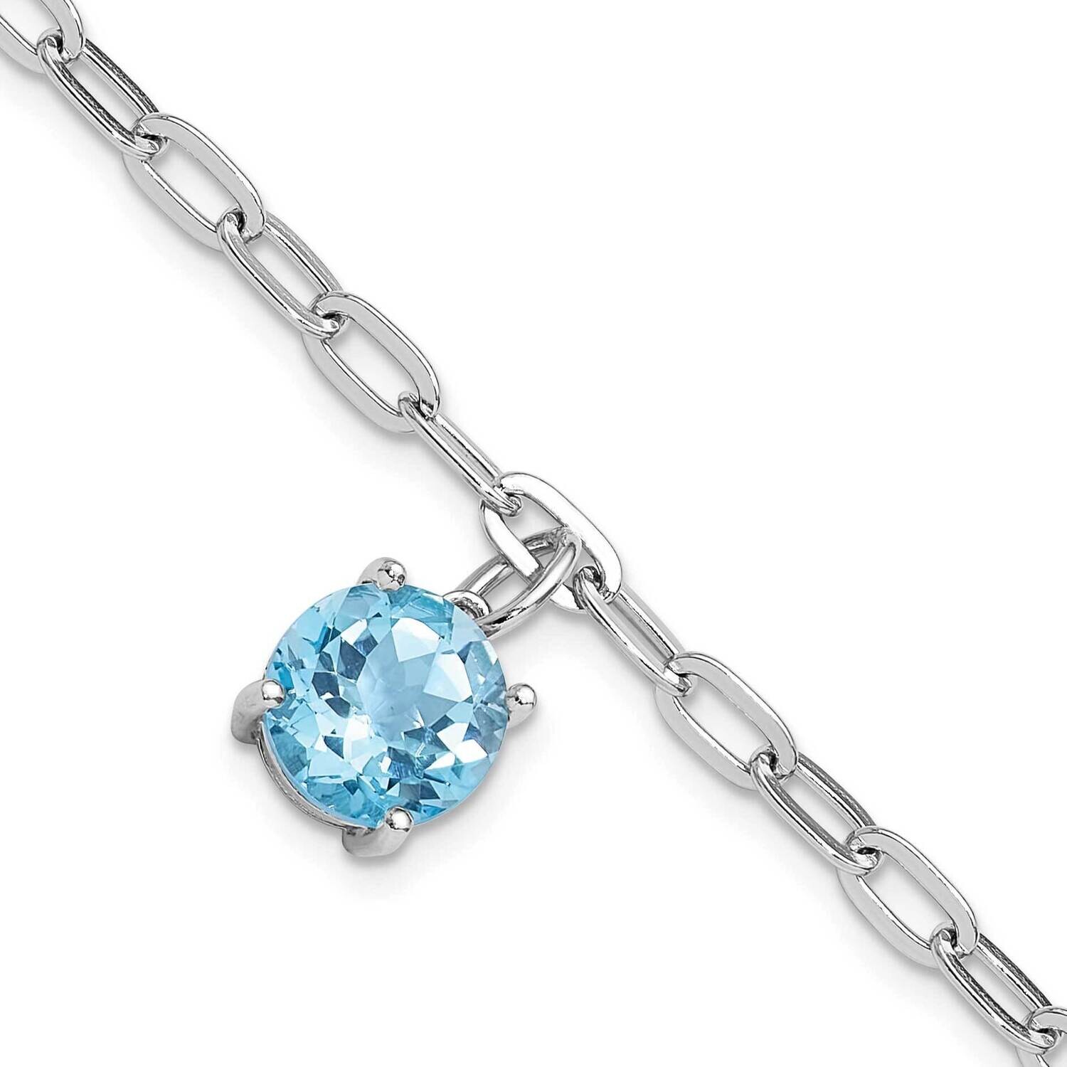 Rhodium-Plated 10mm 4.2Bt Blue Topaz 1 Inch Extension Bracelet Sterling Silver QX1000BT, MPN: QX100…