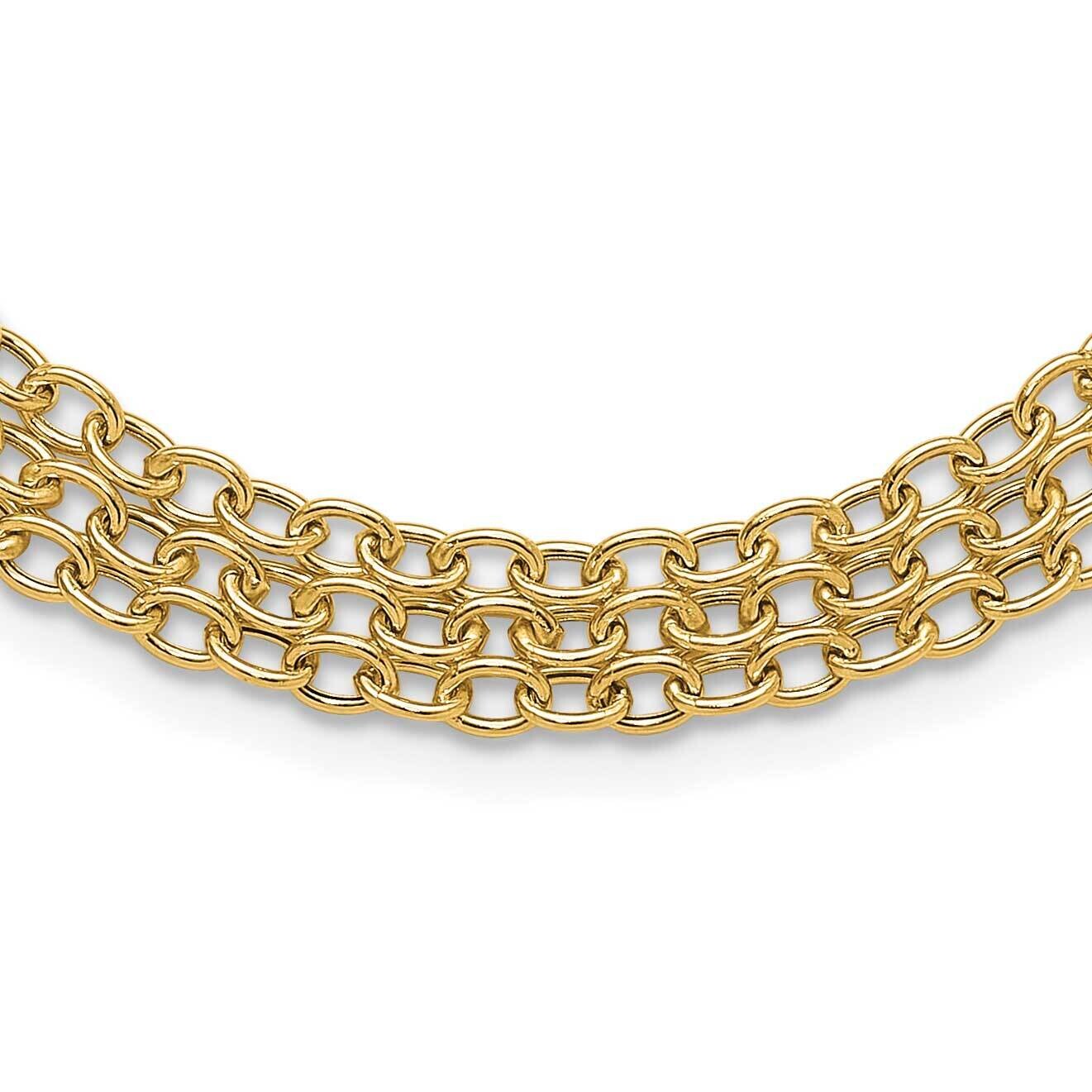 Textured Fancy 3 Layer Cable Necklace 14k Polished Gold SF3028-17