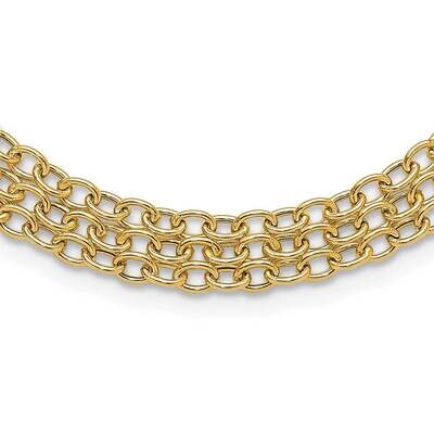 Textured Fancy 3 Layer Cable Necklace 14k Polished Gold SF3028-17, MPN: SF3028-17,