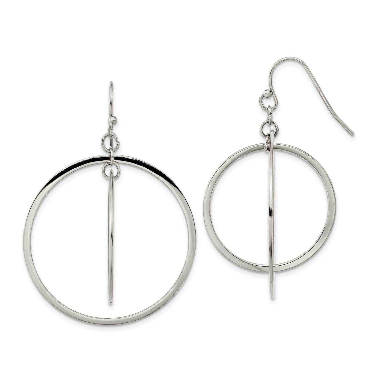Chisel Polished Double Circle Dangle Shepherd Hook Earrings Stainless Steel SRE1608 by Chisel, MPN:…