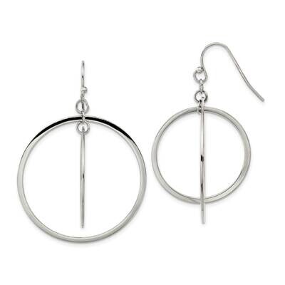 Chisel Polished Double Circle Dangle Shepherd Hook Earrings Stainless Steel SRE1608 by Chisel, MPN:…
