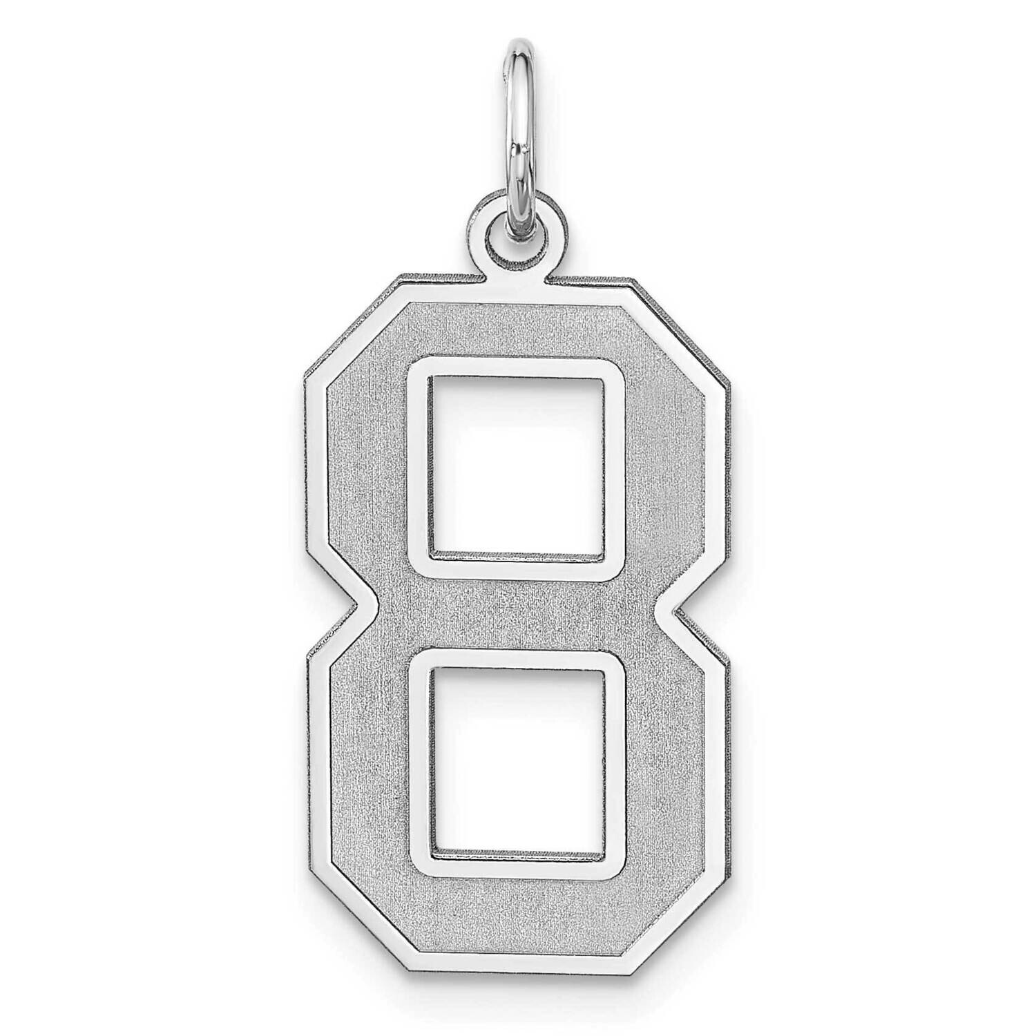 Satin Number 8 Charm Sterling Silver Rhodium-Plated QPXP08, MPN: QPXP08,