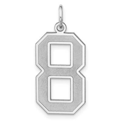 Satin Number 8 Charm Sterling Silver Rhodium-Plated QPXP08, MPN: QPXP08,