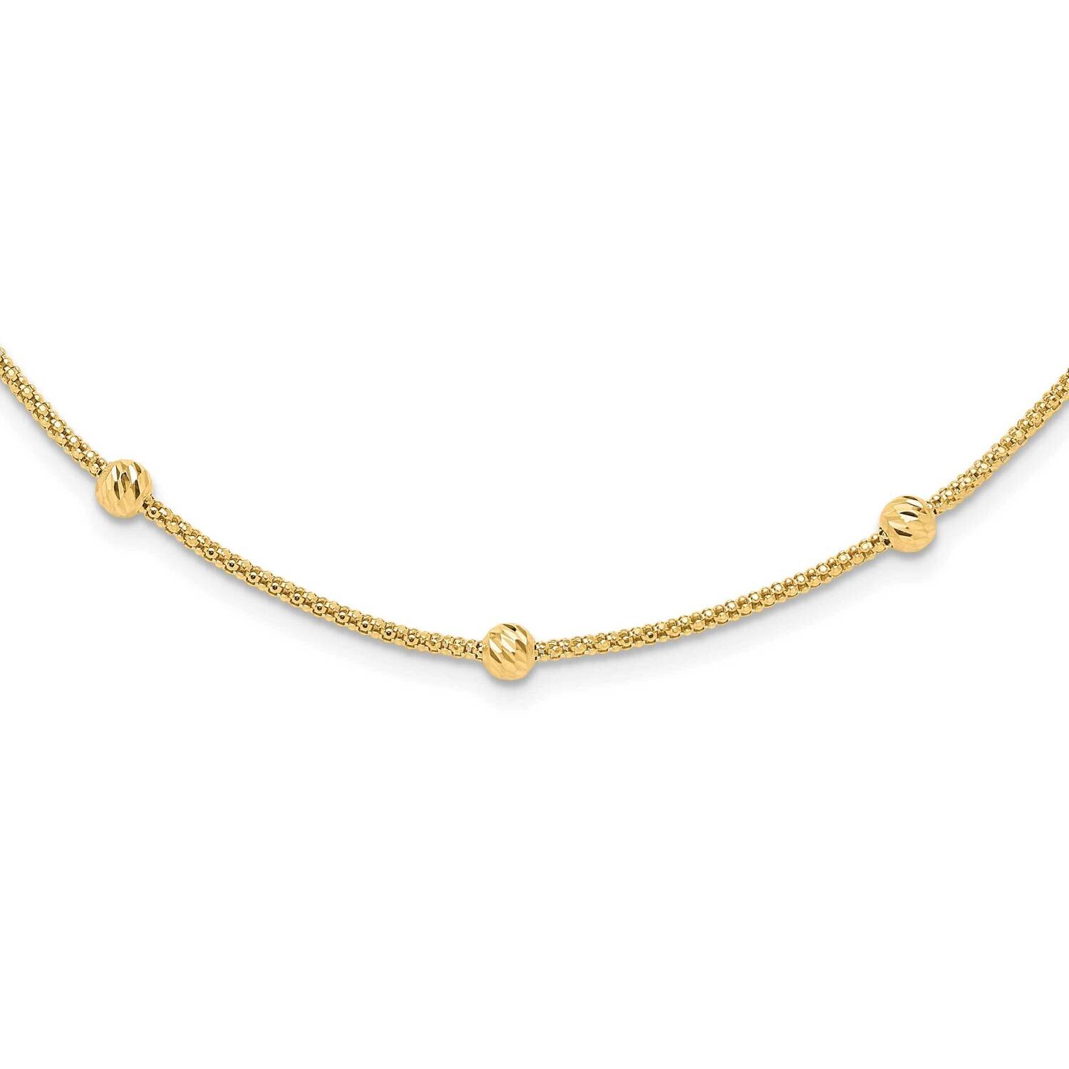 Diamond-Cut Beaded Necklace 14k Polished Gold SF2977-17