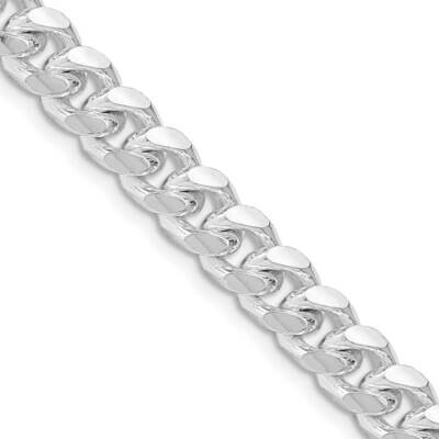 7.35mm Domed Side Diamond-Cut Curb Chain 26 Inch Sterling Silver Rhodium-Plated QRC220R-26, MPN: QR…