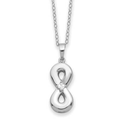 Sentimental Expressions CZ Infinity Ash Holder 18 Inch Necklace Sterling Silver Rhodium-Plated QSX7…