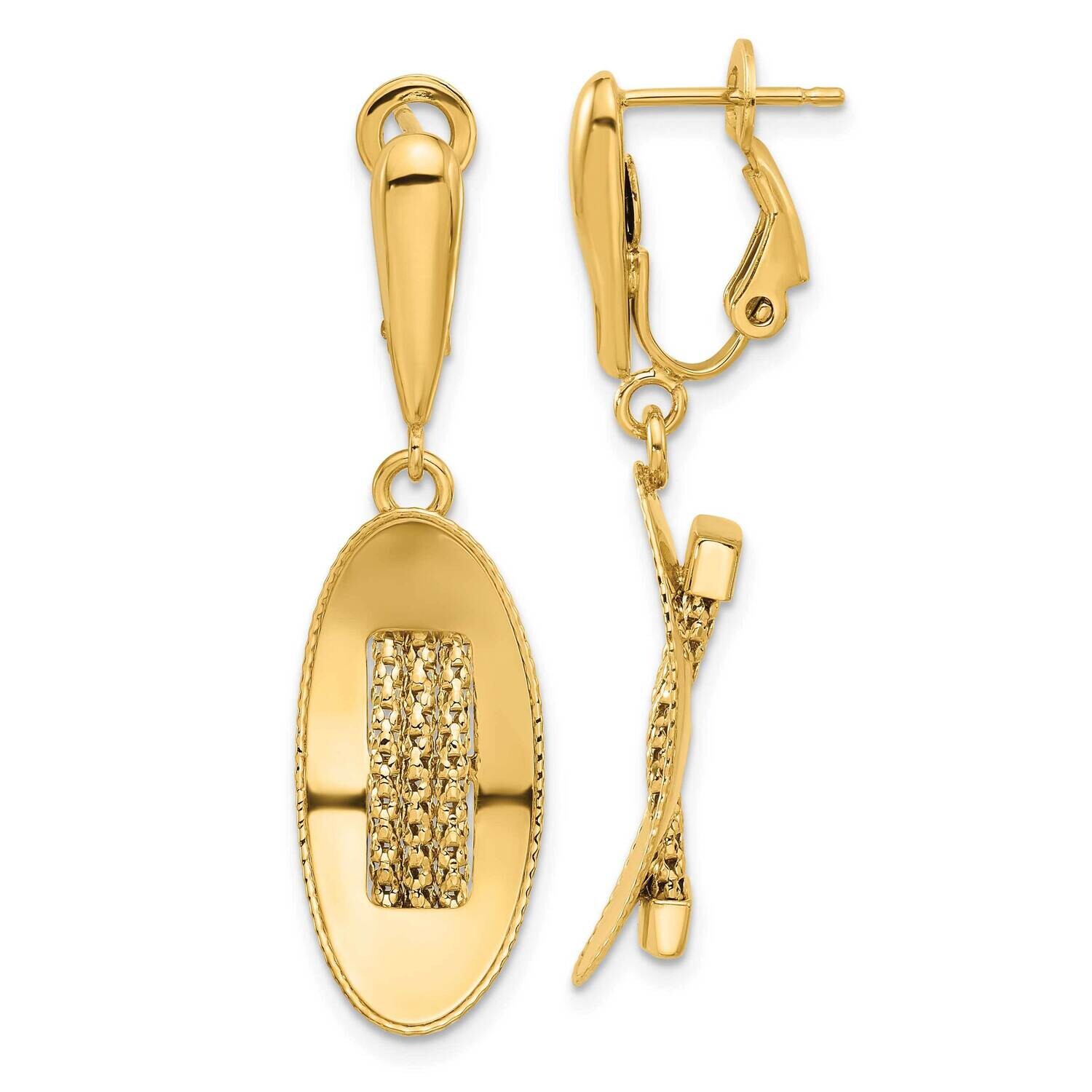 Textured Omega Back Dangle Earrings 14k Polished Gold SF2984E, MPN: SF2984E,