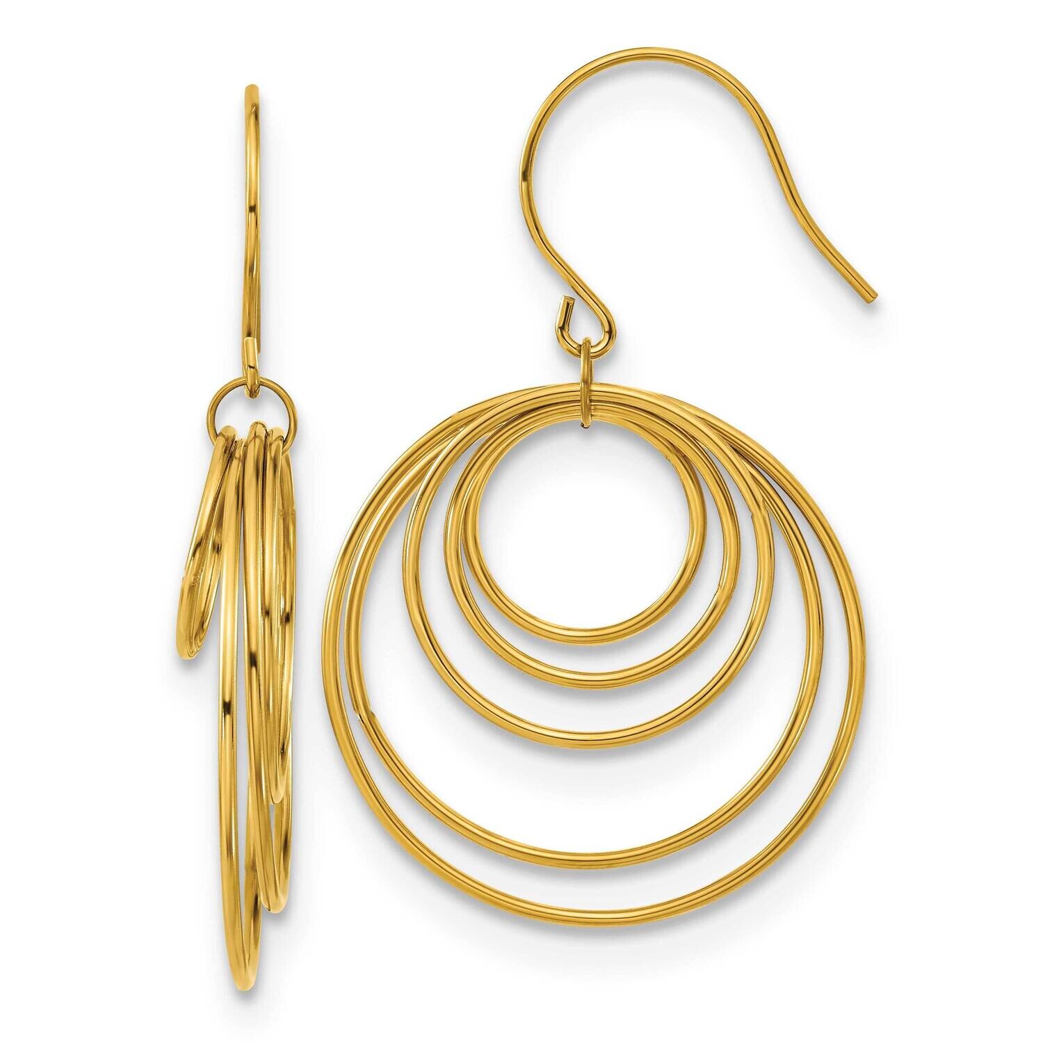 Chisel Polished Yellow Ip-Plated Multi-Circle Dangle Shepherd Hook Earrings Stainless Steel SRE1596…
