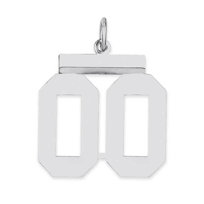Medium Polish Number Double 00 Top Sterling Silver Rhodium-Plated QMS00T, MPN: QMS00T,