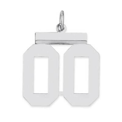 Medium Polish Number Double 00 Top Sterling Silver Rhodium-Plated QMS00T, MPN: QMS00T,
