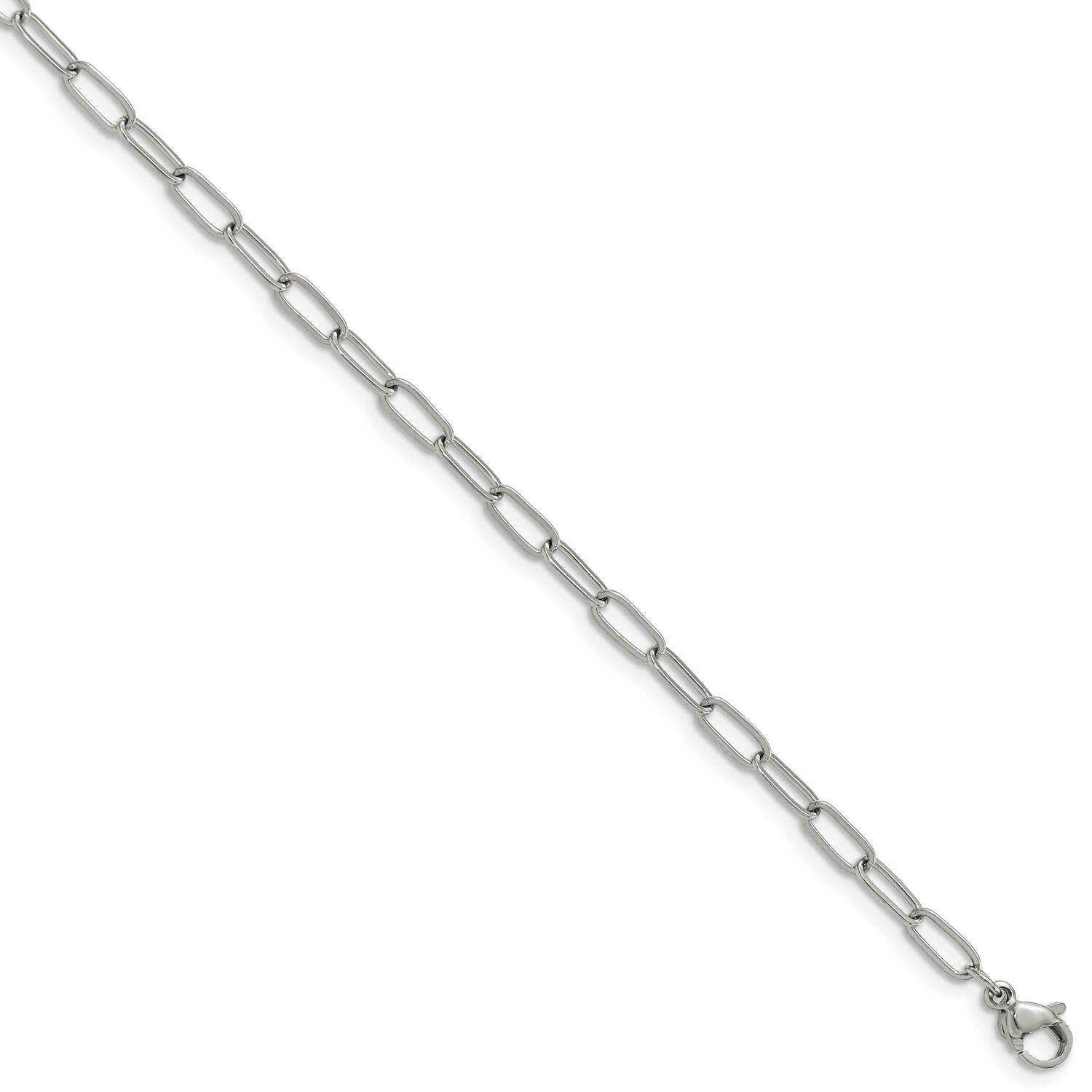 Chisel Polished Elongated Open Link Paperclip 6.5 Inch Braclete 1.25 Inch Extension Stainless Steel…