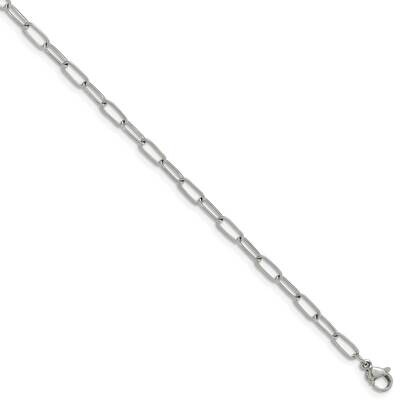 Chisel Polished Elongated Open Link Paperclip 6.5 Inch Braclete 1.25 Inch Extension Stainless Steel…