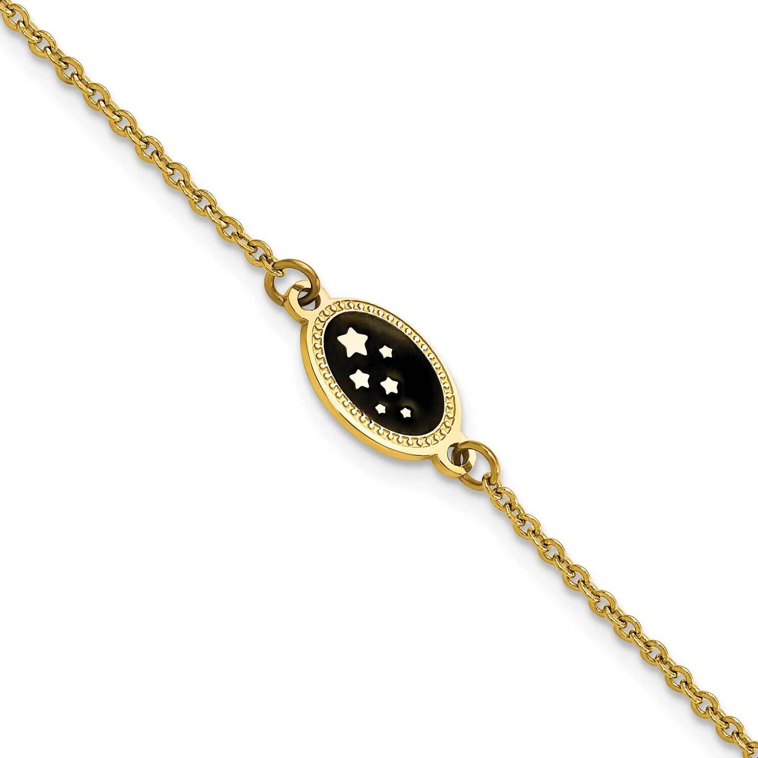 Chisel Polished Yellow Ip-Plated Black Enameled Stars 6.5 Inch Bracelet 1.5 Inch Extension Stainles…