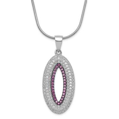 Pink &amp; Clear CZ Brilliant Embers 2 Inch Extension Necklace Sterling Silver QMP792-18, MPN: QMP792-1…