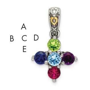 5-Stone Diamond Mothers Pendant Semi-Mount Sterling Silver Antiqued 14k QMPD23/5, MPN: QMPD23/5, 88…
