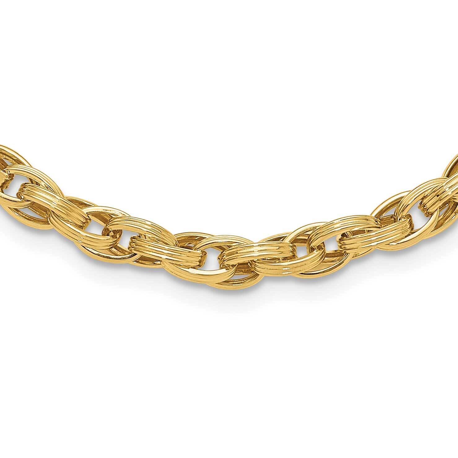 &amp; Grooved Fancy Oval Link Necklace 14k Polished Gold SF3008-18, MPN: SF3008-18, 196904101100