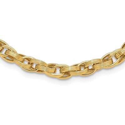 &amp; Grooved Fancy Oval Link Necklace 14k Polished Gold SF3008-18, MPN: SF3008-18, 196904101100