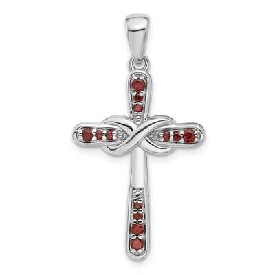Garnet Infinity Cross Pendant Sterling Silver Rhodium-Plated QP5877GA, MPN: QP5877GA,