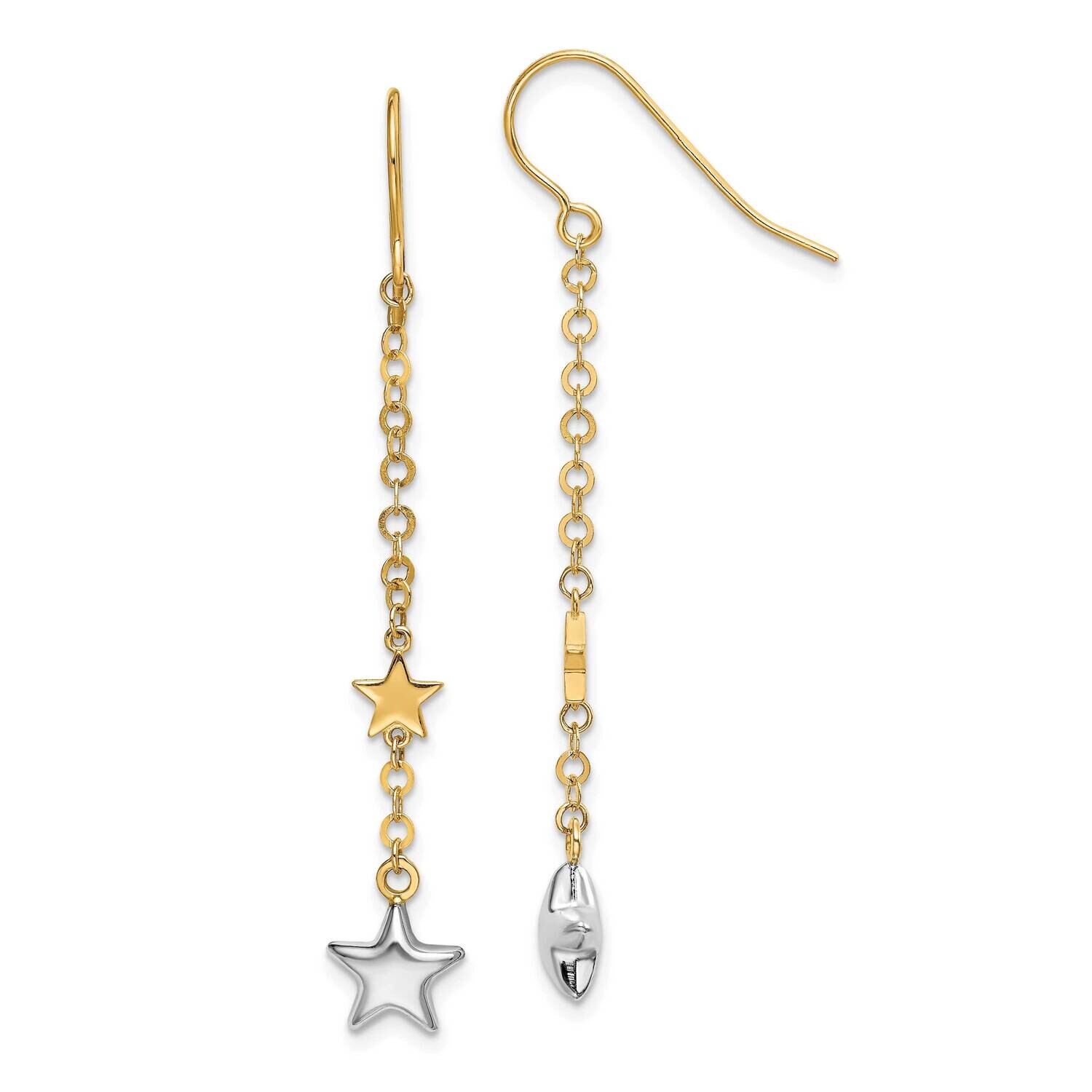 Stars Drop French Wire Earrings 14k Two-Tone Gold SF2795, MPN: SF2795, 191101921704
