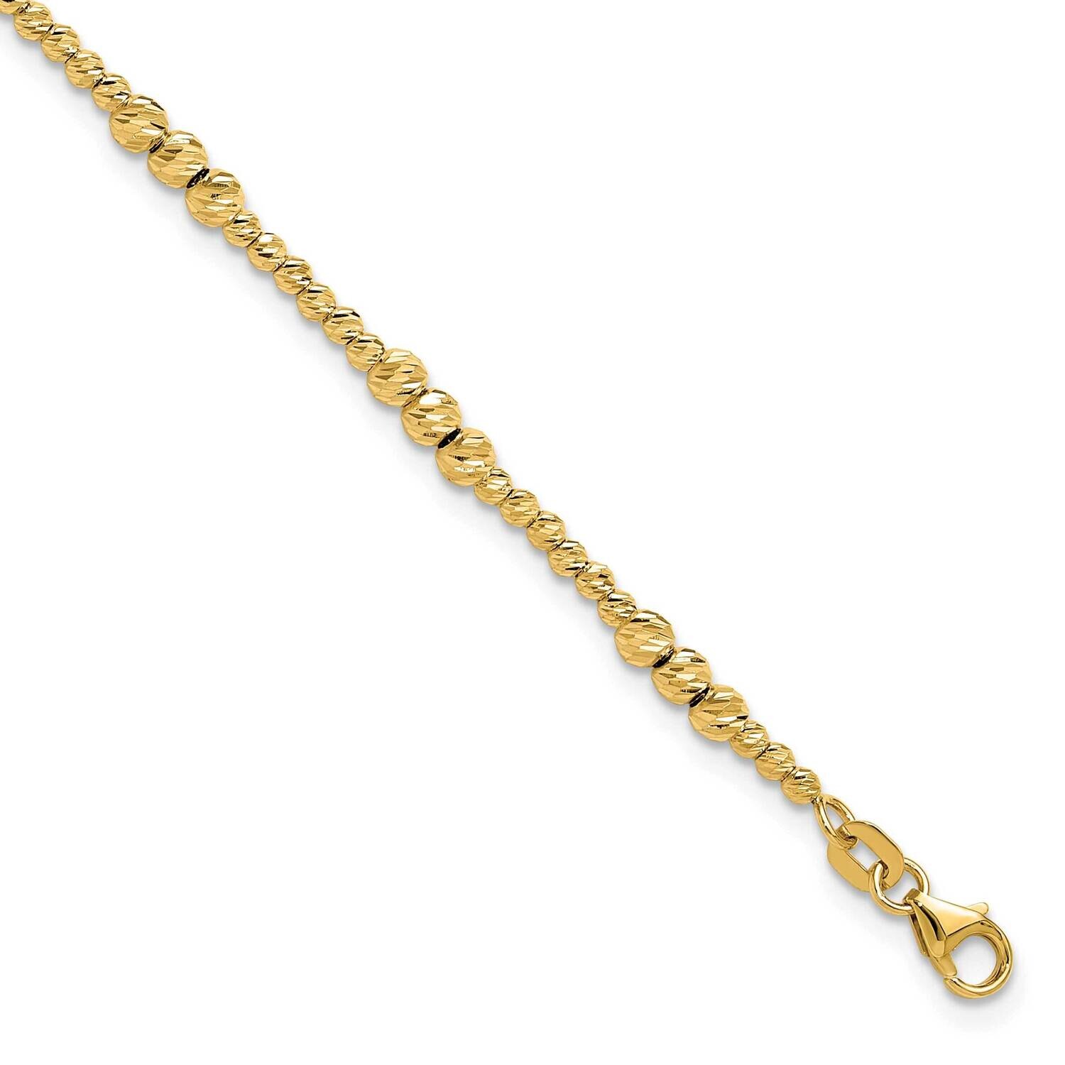 Beaded 7.5 Inch Bracelet 14k Gold Diamond-Cut  SF3026-7.5, MPN: SF3026-7.5,