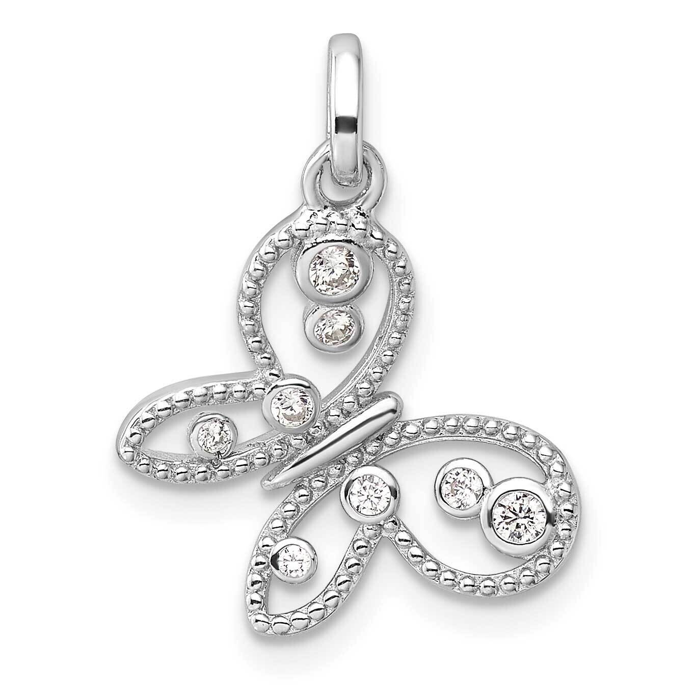 CZ Butterfly Pendant Sterling Silver Rhodium-Plated QP5835, MPN: QP5835,