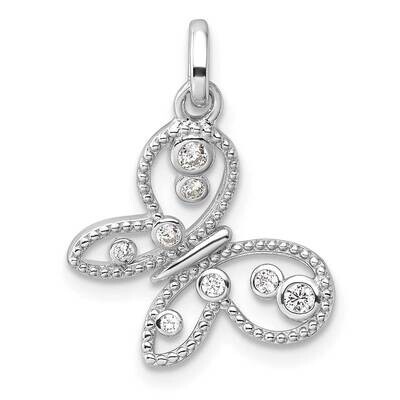 CZ Butterfly Pendant Sterling Silver Rhodium-Plated QP5835, MPN: QP5835,