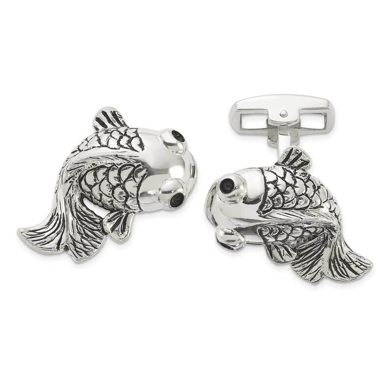 Fish Enameled Cuff Links Sterling Silver QQ642