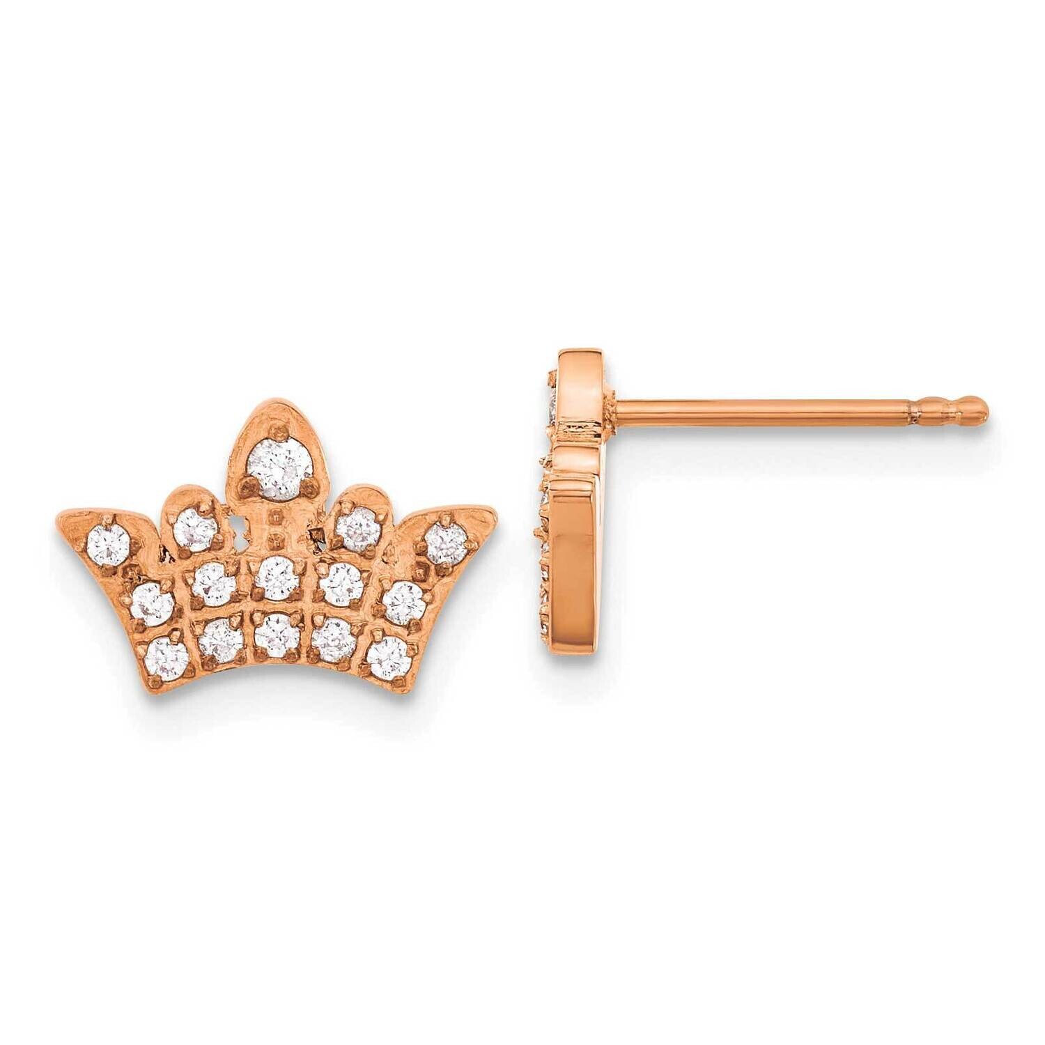 Chisel Polished Rose Ip-Plated CZ Crown Post Earrings Stainless Steel SRE1584 by Chisel, MPN: SRE15…