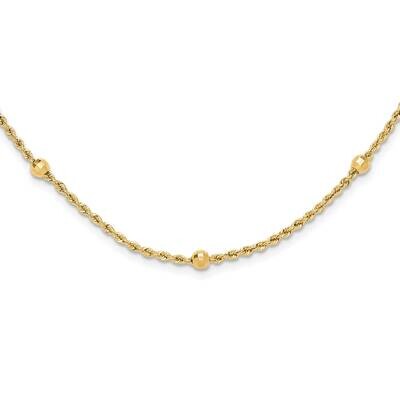 Beaded Rope Chain Necklace 18 Inch 14k Gold Diamond-Cut  SF2976-18, MPN: SF2976-18,