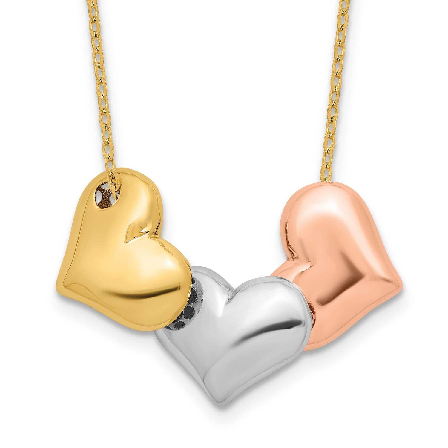 Polished Hearts 17 In 1 Inch Extender Necklace 14k Tri-Color Gold SF3045-17, MPN: SF3045-17,