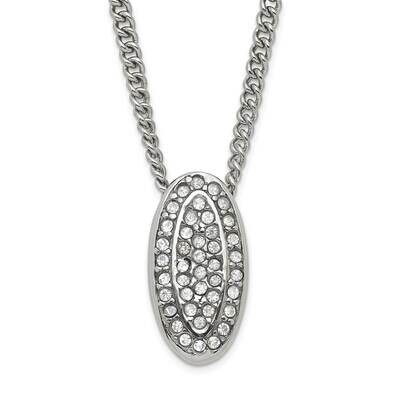Polished Crystal Oval Necklace Stainless Steel SRN1493-20 by Chisel, MPN: SRN1493-20, 191101193125