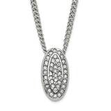 Polished Crystal Oval Necklace Stainless Steel SRN1493-20 by Chisel, MPN: SRN1493-20, 191101193125