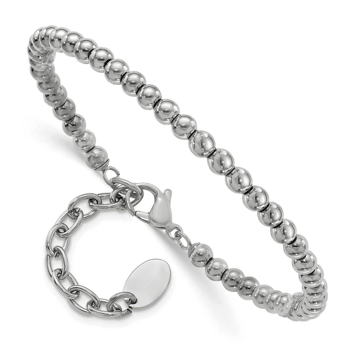 Chisel Polished 4mm Beaded 6.5 Inch Bracelet 1.5 Inch Extension Stainless Steel SRB3111-6.5 by Chis…