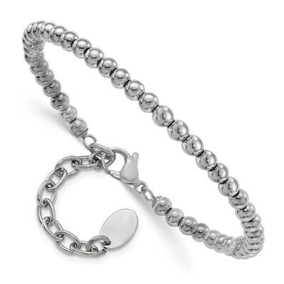 Chisel Polished 4mm Beaded 6.5 Inch Bracelet 1.5 Inch Extension Stainless Steel SRB3111-6.5 by Chis…