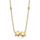 Beaded Double Star 16 Inch 2 Inch Extender Necklace 14k Gold Diamond-Cut  SF3053-16, MPN: SF3053-16,