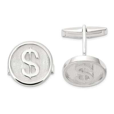 Round Dollar Sign Cuff Links Sterling Silver Polished QQ643 by Men&#39;s Jewelry and Accessories, MPN: …