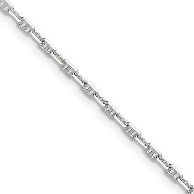 Diamond-Cut 2mm Marine Link Chain 18 Inch Sterling Silver Polished QMA060-18, MPN: QMA060-18,