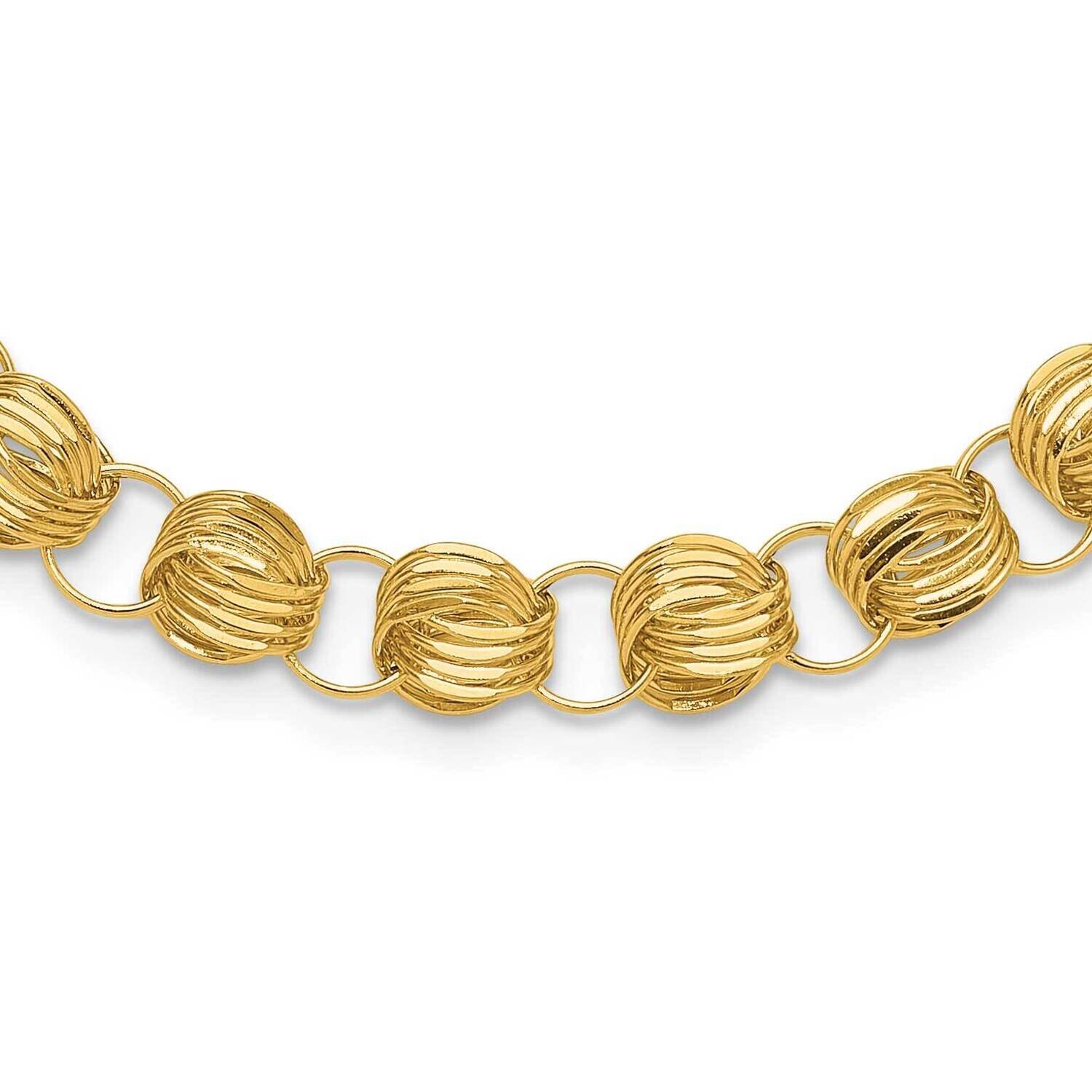 Fancy Diamond-Cut Triple Link Necklace 14k Polished Gold SF3010-18, MPN: SF3010-18,