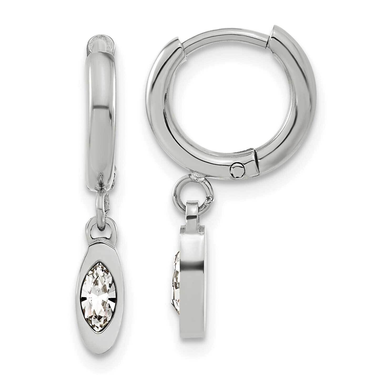 Chisel Polished Crystal From Swarovski Dangle Hoop Earrings Stainless Steel SRE1622 by Chisel, MPN:…