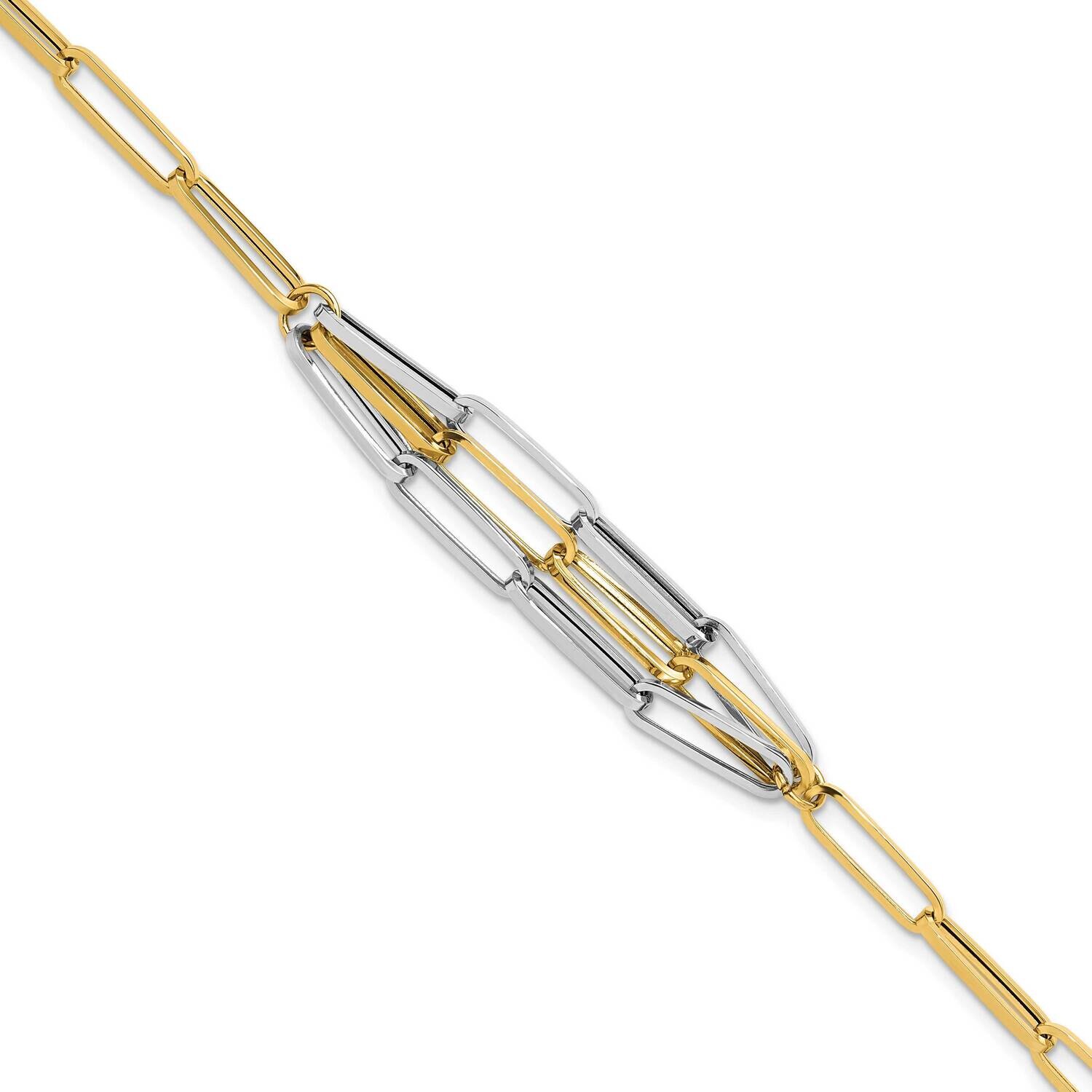 Polished Fancy Link Bracelet 7.5 Inch 14k Two-Tone Gold SF2973-7.5, MPN: SF2973-7.5,