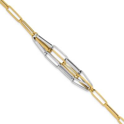 Polished Fancy Link Bracelet 7.5 Inch 14k Two-Tone Gold SF2973-7.5, MPN: SF2973-7.5,
