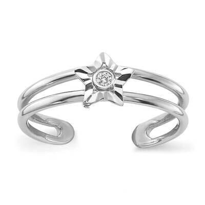 CZ Star Toe Ring Sterling Silver Rhodium-Plated QR7466, MPN: QR7466,
