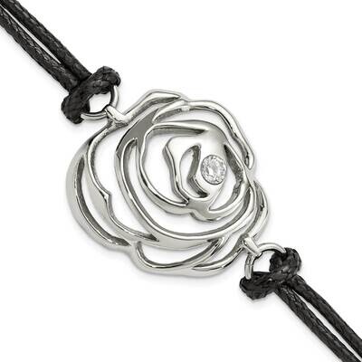 CZ Flower Cord 1.5 Inch Extension Bracelet Stainless Steel SRB747-6 by Chisel, MPN: SRB747-6, 19110…